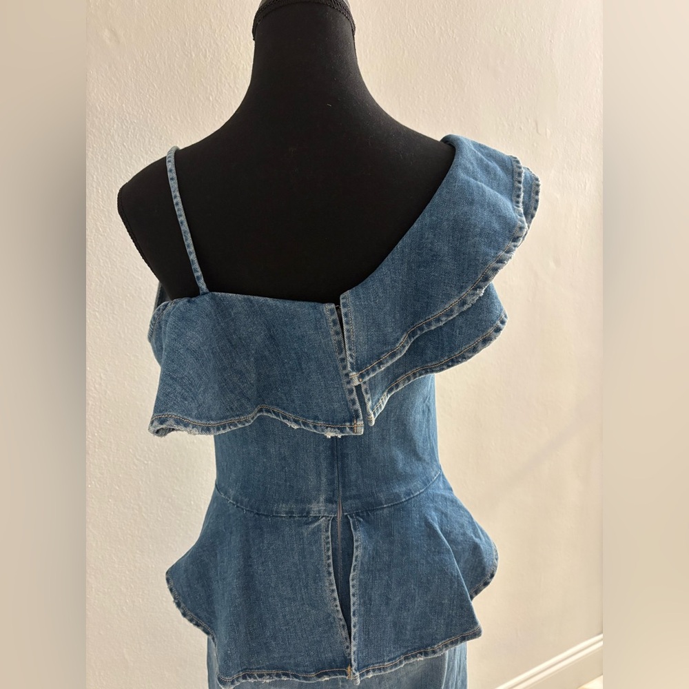 Jonathan Simkhai Denim Ruffle Accented Jumpsuit pre owned - Picture 10 of 13
